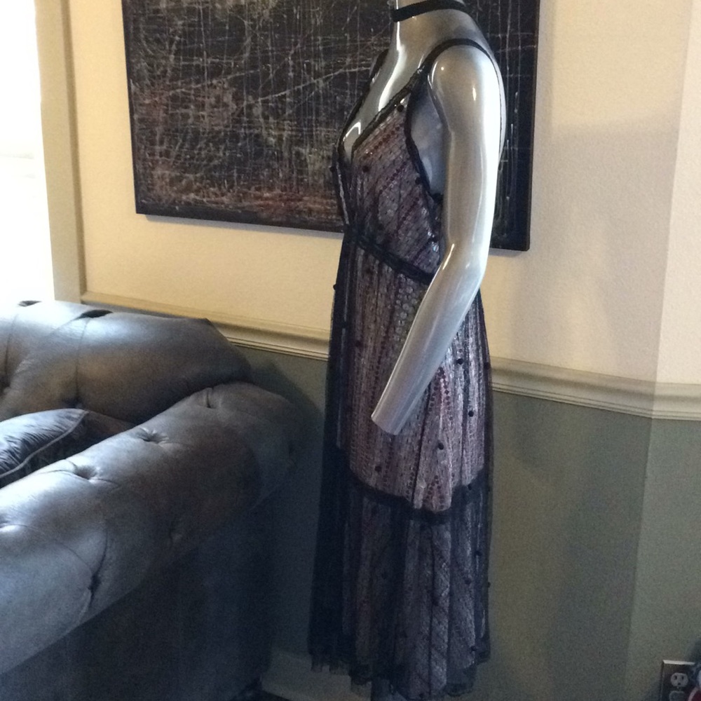 Designer Jorando Sequins W/ Mesh Overlay Dress - image 2